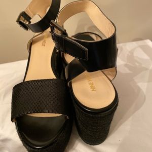 9WEST Ankle Strap Platform Sandal /mixed materials